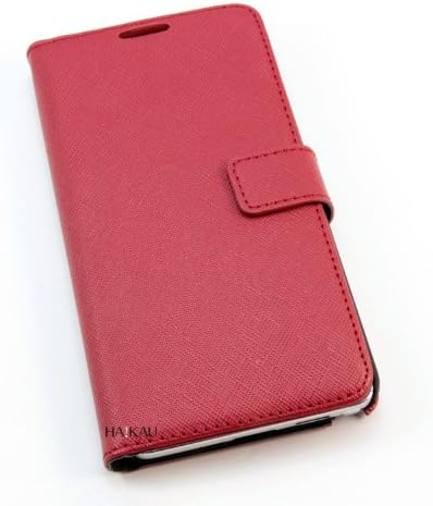 【HAIKAU】 Samsung Galaxy Note3(docomo SC-01F au SCL22) 用 レザーケース 本革 ブックタイプ カード入れ付&ストラップホール付き フラップベルト留（マグネット付き） Leather case for Galaxy Note3 レッド