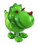 Zeckos Smiling Green Triceratops Dinosaur with Spring Legs Children`s Coin Bank