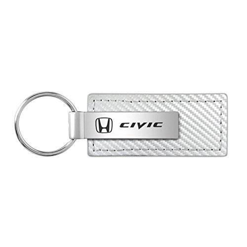 Honda Civic White Carbon Fiber Texture Leather Key Chain