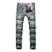 Keybur Men's Ripped Slim Straight fit Broken Hole Tapered Leg Jogger Pants