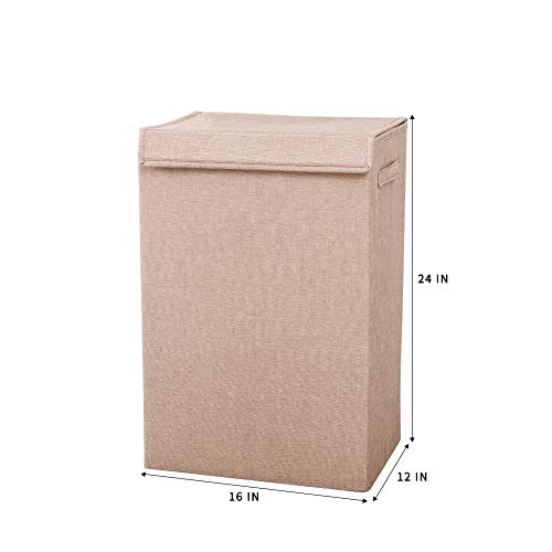 HOSROOME Laundry Hampers with Lids Laundry Baskets with Handles Waterproof and Mildewproof Foldable Hamper Easily Transport Laundry,Beige