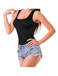 Irisnaya Fajas Body con cuello redondo Camisetas sin mangas para dama Control de barriga Cintura Trainer Chaleco Faja de cuerpo completo