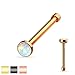 PiercedOff White Opal Set Flat Top PVD over 316L Surgical Steel Nose Studs
