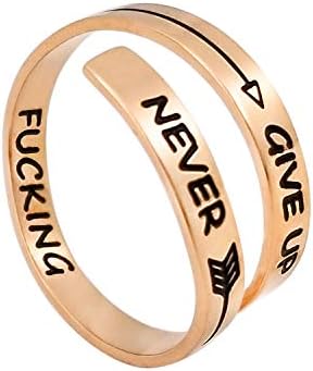 Corner Boss Stainless Steel Ring Hiphop Gold Bands Cool Stacking Rings Never Give Up Inspired Jewelry