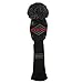 Scott Edward Grey Red Black Abstract Pattern Golf Club Head Covers, Acrylic Yarn Double-Layers Knitted, Set of 4
