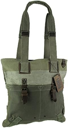Canvas Womens Tote Bags Vintage Military Style Recycled Canvas Shoulder Tote 14 X 14.5 X 0.5 Inches Olive