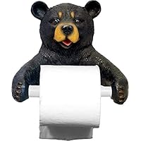 DWK 8-inch Hugo Holder Black Bear Toilet Paper Holder Rustic Woodland Forest Themed Kitchen Bathroom Cabin Decor