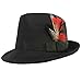 1920s Mens Gatsby Costume Accessories,Manhattan Fedora Hat w/Feather,Vintage Pocket Watch,Suspenders Y-Back Trouser Braces,Pre Tied Bow Tie,Tie (Black-Black)