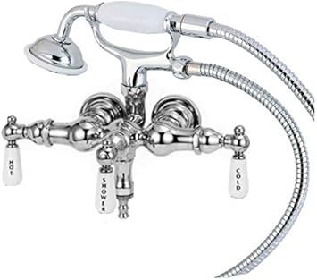 3 3 8 Tub Mount Chrome Clawfoot Bathtub Faucet With Hose Spray
