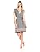 Lark & Ro Women's Short Sleeve Wrap Dress, Black/Blush Dot, Large