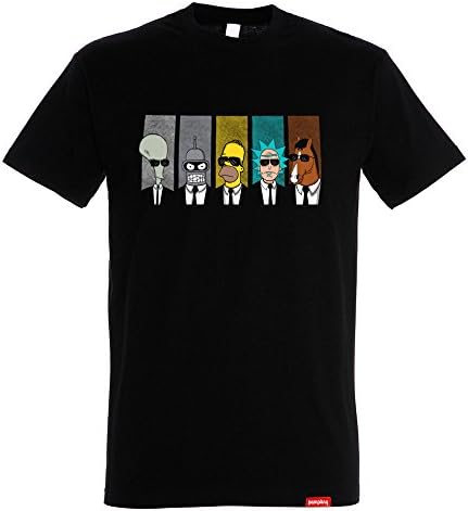Pampling Reservoir Drinkers T-Shirt - Roger, Bender, Homer, Rick and BoJack - Color Black- 100% Cotton Silk-Screen Printing