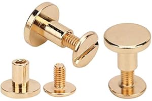 50 Set Leather Rivets Kit Binding Rivet Pure Copper Flat Head Studs Screws Nail Rivets, Setting Tools 8mm (Gold)