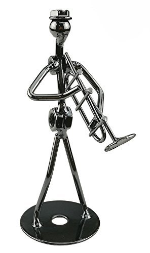 Unigift Vintage Iron Art Steel Music Man Figure Performer with Screw Cap Desk Decor Home Bedroom Bar Display Ornament Birthday Gift 6-2(Key Press Trombone)
