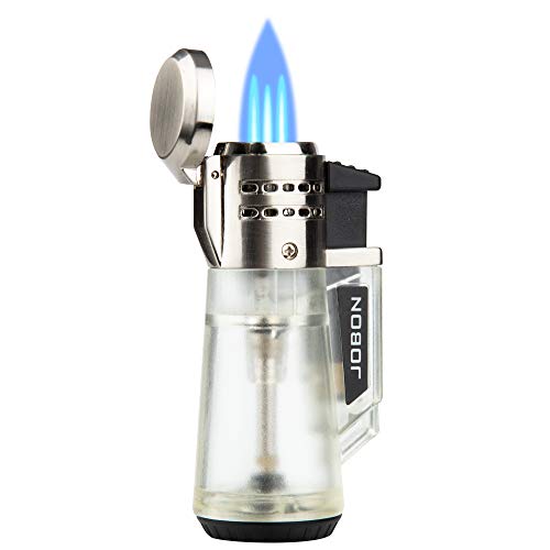 Torch Lighter Triple Jet Flame Refillable Butane Lighter 1 Pack Gas Fluid Lighter Jet Torch Lighters-Butane NOT Included (Silver)