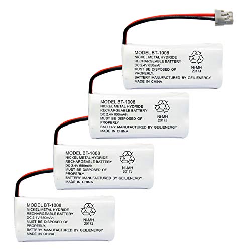 GEILIENERGY 2.4V 650mAh Rechargeable Phone Batteries Compatible with Uniden BT-1008,BT1008 BT1021 BT-1021 BT-1016 BT1016 CPH-515B, CPH515B(Pack of 4)
