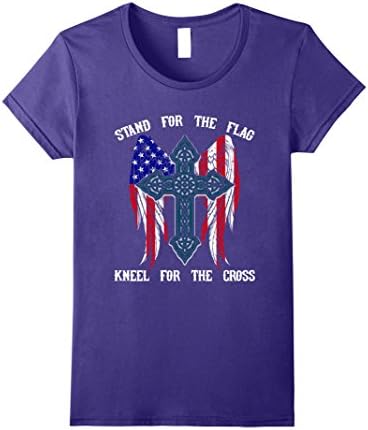 Womens Stand for the Flag Kneel for the Cross Shirts Medium Purple