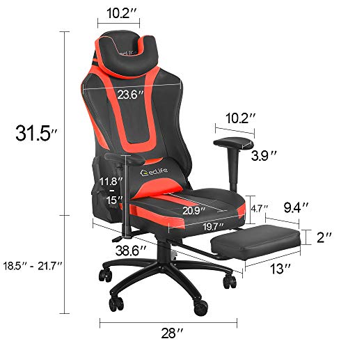 eclife Video Gaming Chair,Ergonomic Racing Task Chair,PU Leather