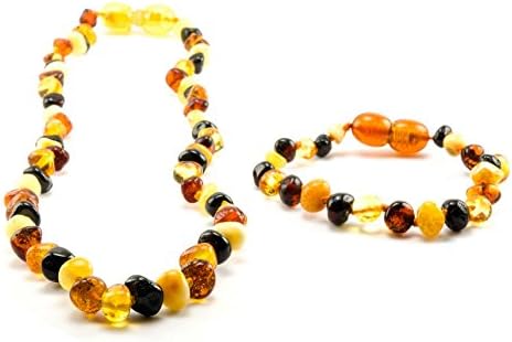 Amber Necklace and Bracelet/Anklet (Mixed Set of Primoyo – 100% Genuine Baltic Amber – 100% Handmade – A Great Gift.