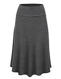 LL WB1105 Womens Lightweight Fold Over Flared Midi Skirt XL HEATHER_CHARCOAL