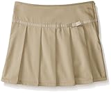 French Toast Big Girls' Pleated Scooter with Gross Grain Ribbon, Khaki, 14