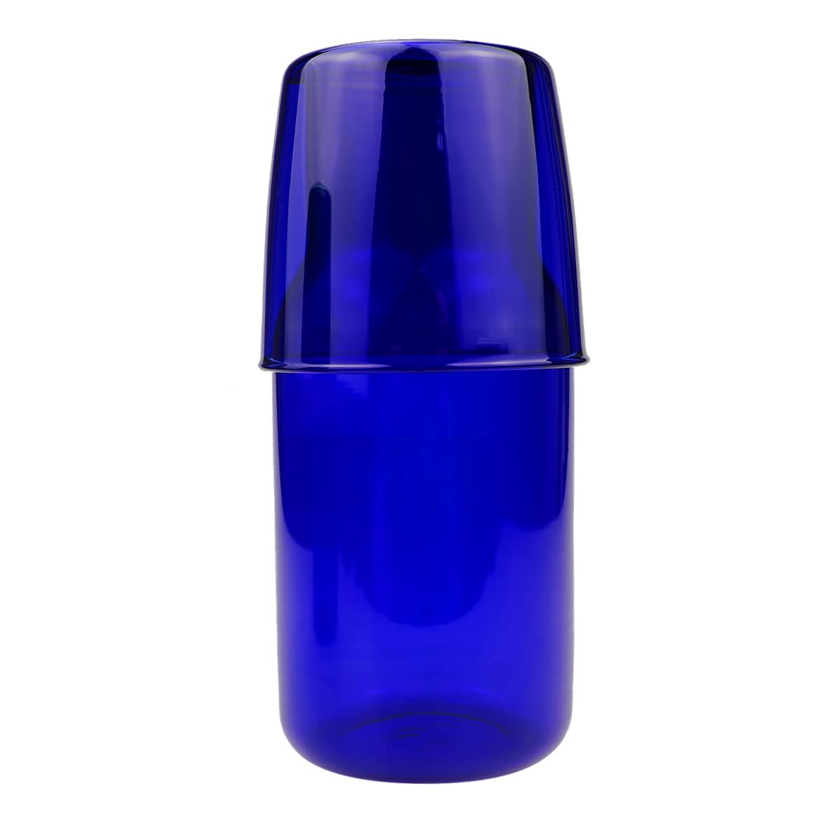 DOERDO Bedside Water Carafe Set with Tumbler Glass, Glass Mouthwash Bottle for Bathroom, Bedroom Nightstand, Blue, 17oz 500ml