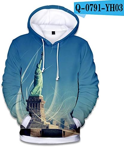 Nxddggacs Children's hoodie United States Landmarks Statue Of Liberty Hoodies Men/Women Sweatshirts Hooded 3D Print Autumn Winter Hoody Casual Top