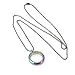 EVERLEAD Living Memory Floating Round Locket Pendant Necklace 316L Stainless Steel Toughened Glass Free Chain and Zircon (Rainbow30mm)