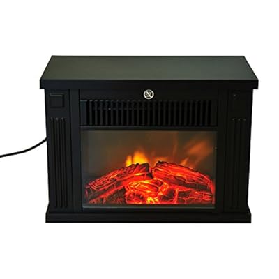 HomCom 14" 1000 Watt Freestanding Electric Wood Stove Fireplace Heater - Black