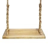 Aoneky Natural Wood Tree Swing Seat, Kids Children Adult Backyard Outdoor Replacement Rope Wooden Swing Set, Round (Square)