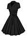 ACEVOG Women s Deep V Neck Elengant Bow Vintage Casual Evening Dress With Bow Belt Black Large