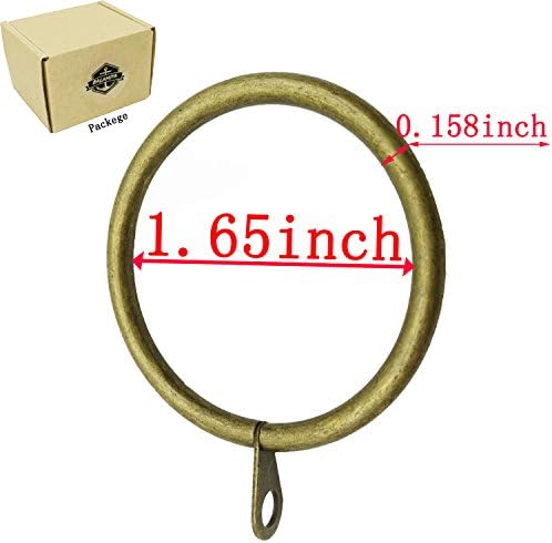 Balamiya 1.65 Inch Inner Diameter Metal Window Shower Curtain Rings with Eyelets - Set of 20 Pcs (Bronze)