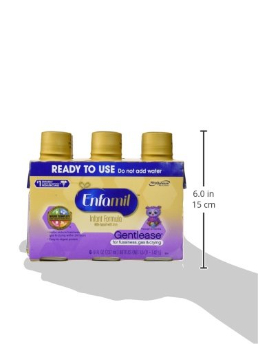 ENFAMIL GENTLEASE READY TO FEED BABY FORMULA, EASES GAS, FUSSINESS, CRYING & SPIT-UP IN 24 HOURS, READY TO USE 8 FL OZ, PACK OF 6, TOTAL 48 FL OZ