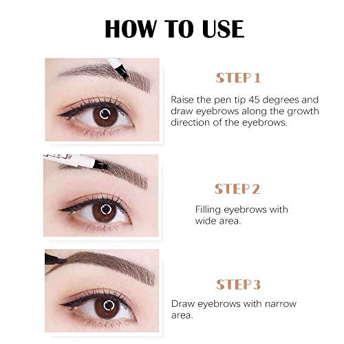 4 Pack Eyebrow Pencil, Long-lasting Waterproof Eyebrow Tattoo Pen, Microblading Eyebrow Pen with a Micro-Fork Tip Applicator For Fuller Natural Looking Brows