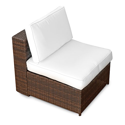 XINRO erweiterbares 15tlg. Balkon Polyrattan Lounge Ecke - braun - Sitzgruppe Garnitur Gartenmöbel Lounge Möbel Set aus Polyrattan - inkl. Lounge Sessel + Ecke + Hocker + Tisch + Kissen – Bild 6