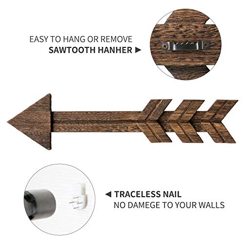 Dahey Rustic Wooden Arrow Wall Decor Farmhouse, 15" Wood Arrows Sign