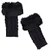 Bienvenu Knit Fingerless Gloves for Women, Cold Weather Arm Warmers with Faux Fur, Winter Warm Thumb Hole Fingerless Mittens