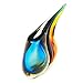 Luxury Lane Hand Blown Multicolor Sommerso Teardrop Art Glass Vase with Angled Lip 11 inch Tall
