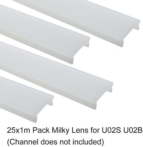 LightingWill 25-Pack 3.3ft/1M Ostyer Milky White Cover Lens for U Shape U01 U02 Silver Black LED Aluminum Channel Dust Protect