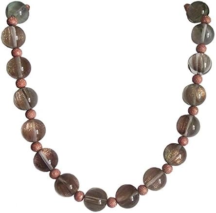 ChunkyRound Clear Glass with Glitter Copper Inclusions Handmade Necklace and Copper Stardust Beads 16.75in