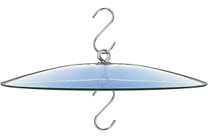 HOLAHOMA 10" Glass Rain Cover for Wild Bird Feeder Outdoors - Weather Guard S Hook Hanging - Protective Dome Baffle - Clear (Dia. 25CM)