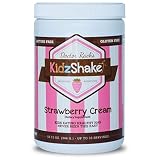 KidzShake - Kids Strawberry Cream Organic Protein Powder | Nutritional Meal Replacement Shake - Non GMO, Gluten Free, & Complete Multivitamin w/ Probiotics, 12.13 oz