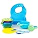 RyanLemon Baby Feeding Set, Silicone Baby Led Weaning Set, Suction Plate and Bowl, Pocket Bib, Spoon Fork, Toddler Flatware Set for Babies 6 Months+, Navy Blue