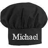THE APRONPLACE Personalized Embroidered Add A Name Chef Hat - Adults & Kids Sizes - 12 Popular Colors - Great Gift Black
