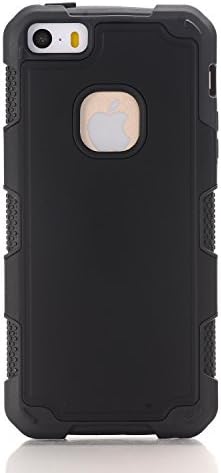 iPhone SE Case, Armorzon [LightGuard Series] [Shock Absorption] [Military Grade Drop Test] [Heavy Duty] Synthetic Rubber TPU PC Covers Only for Iphone SE 5SE 5 5s (Matt Black)