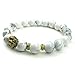 KONOV Stone Mens Bracelet, 10mm Natural Energy Gemstone Beads Bangle, Lion Charm, White Gold