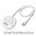 Power Strip 3 Outlets and 3 USB Ports with Switch Control, Desktop Charging Station with 5 ft Extension Cord, Compact for Nightstand, Office and Travel - White