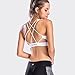 Move With You Women's Strappy Sports Bra Criss Cross Medium Impact Support for Workout Yoga Running Gym Bright White