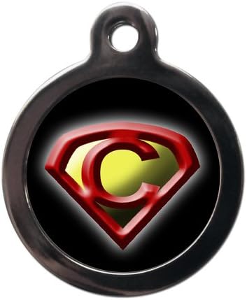 PS Pet Tags - Cute Cat ID Tags - SuperCat Symbol Design - Zinc Alloy Metal - Small (24mm) Personalised On Reverse - Cat Name Address Identity Tag - Made in UK