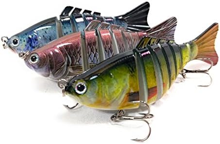 FinFather Tackle 3pc Multi-Jointed Swimbait Lure Kit, Bass/Shad, Multi Color Fish (Variety Pack, 3.75")
