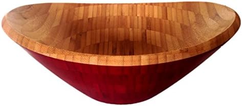12 Inch Colored Large Bamboo Serving Fruit &amp; Salad Bowl (Red)